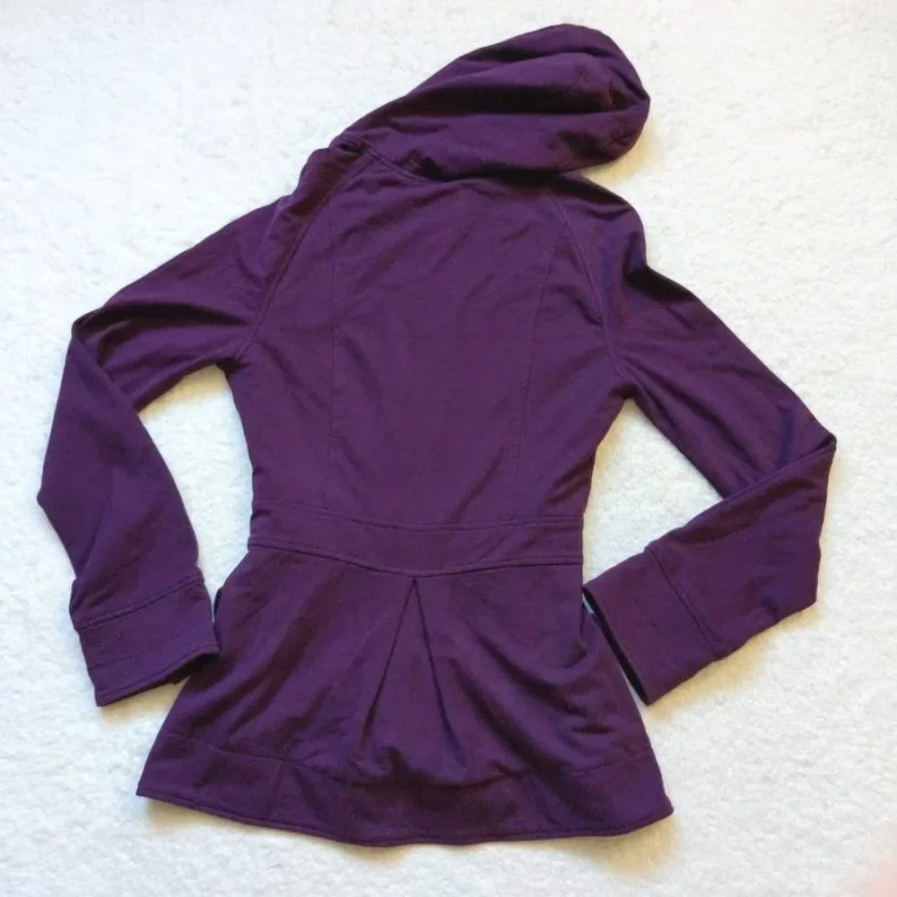 Sanctuary Jacket Hooded Jacket Snap Front Purple Ruching Size Medium